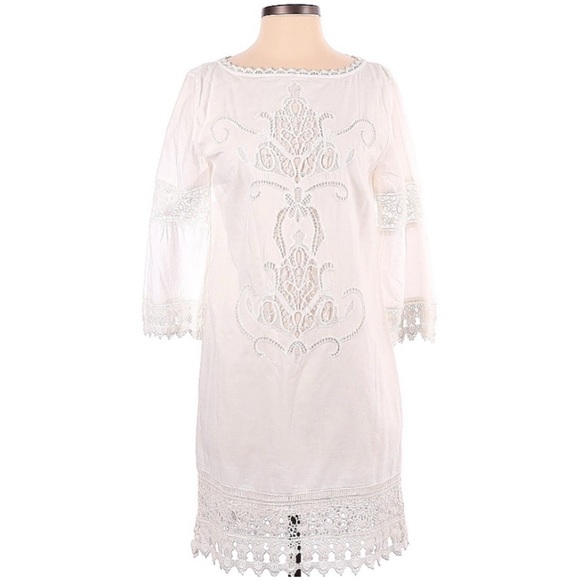 LAUREN RALPH LAUREN Lace-Trim Linen Shift Dress
size M - Picture 1 of 4